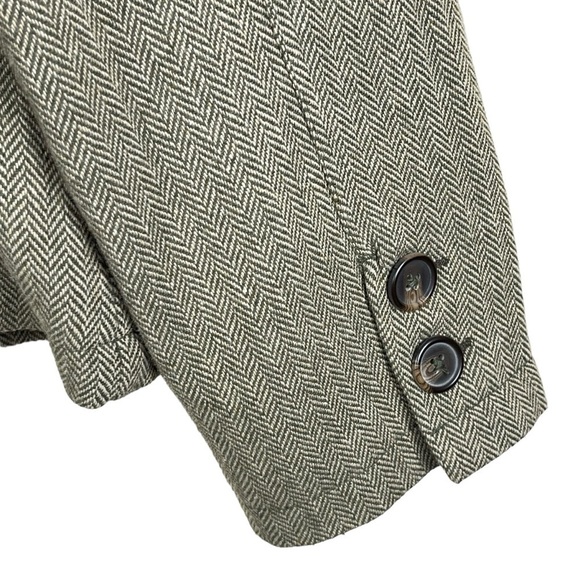 Vintage Y2K Old Navy Olive Green & Tan Herringbone Academia Blazer Size XXL - Picture 6 of 9